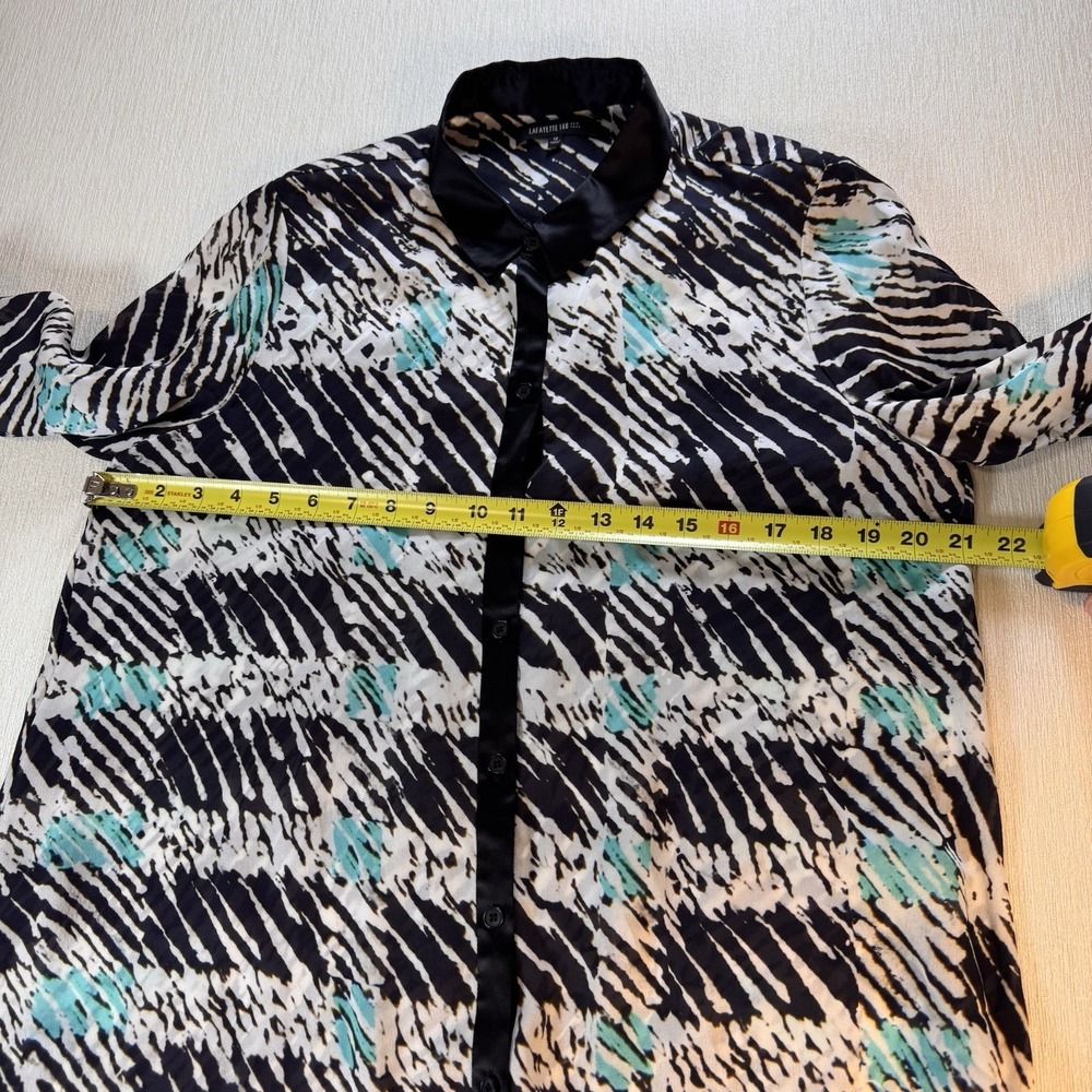 Lafayette 148 Button-up‎ 100 % Silk Shirt  Women Size 12 Career Office Old Money - Picture 6 of 8